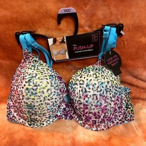 No Boundaries Rainbow Padded Leopard Bra Size 34 DD NWT
